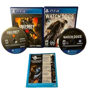 PlayStation 4 games call of duty black ops 4 and watch dogs, PS4 games.